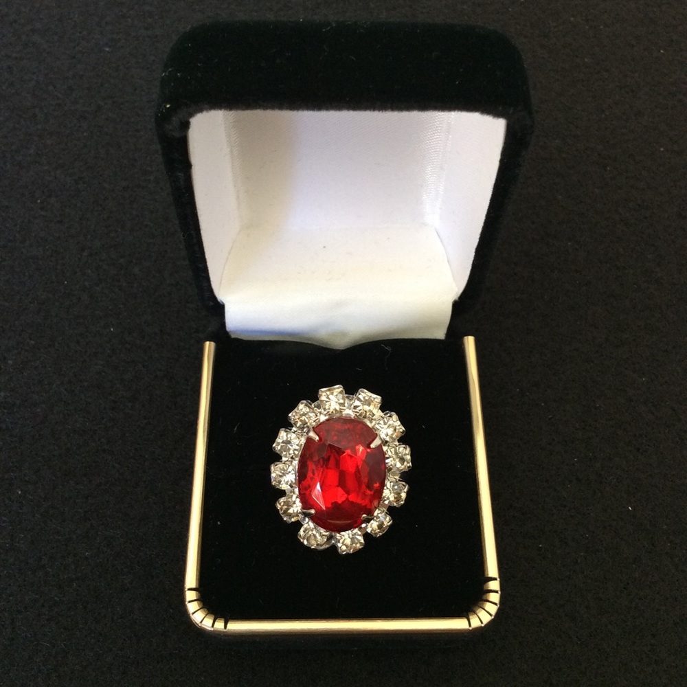 Vintage Ruby Red Rhinestone Ring. - image 1